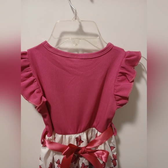 NWT Girls Fushia and White Sleeveless Sundress with Ruffled Tiers. - Picture 8 of 8